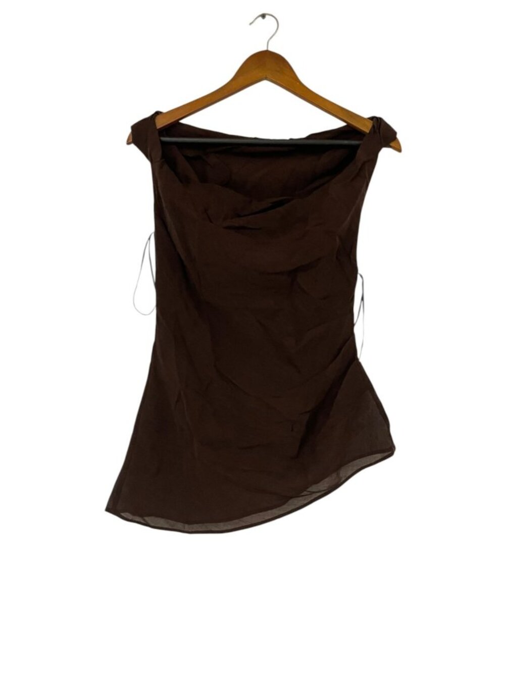 Massimo Dutti Women Sleeveless Top Size XS Brown Linen Blend Asymmetrical NWOT